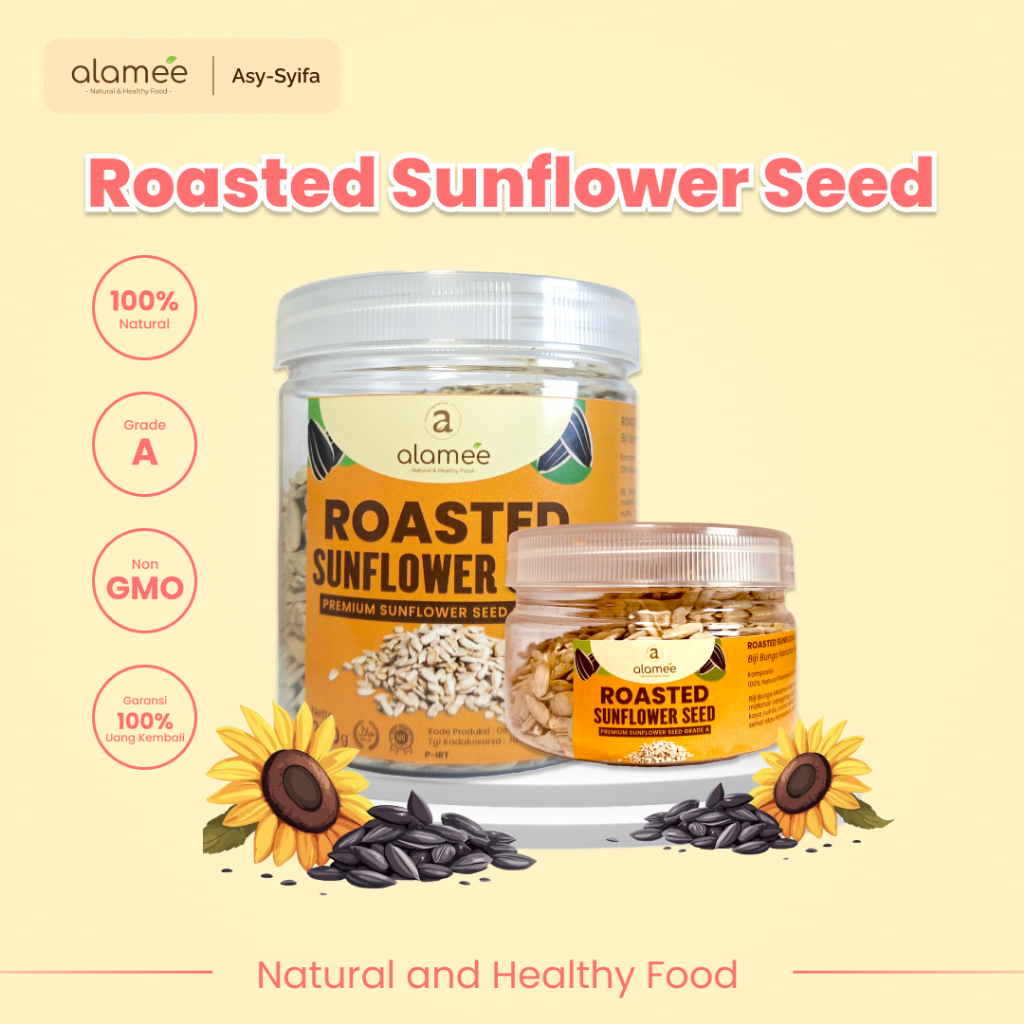 

ALAMEE Roasted Sunflower Seed Biji Bunga Matahari Kupas Oven Biji Kuaci Panggang PREMIUM 250gr 125gr