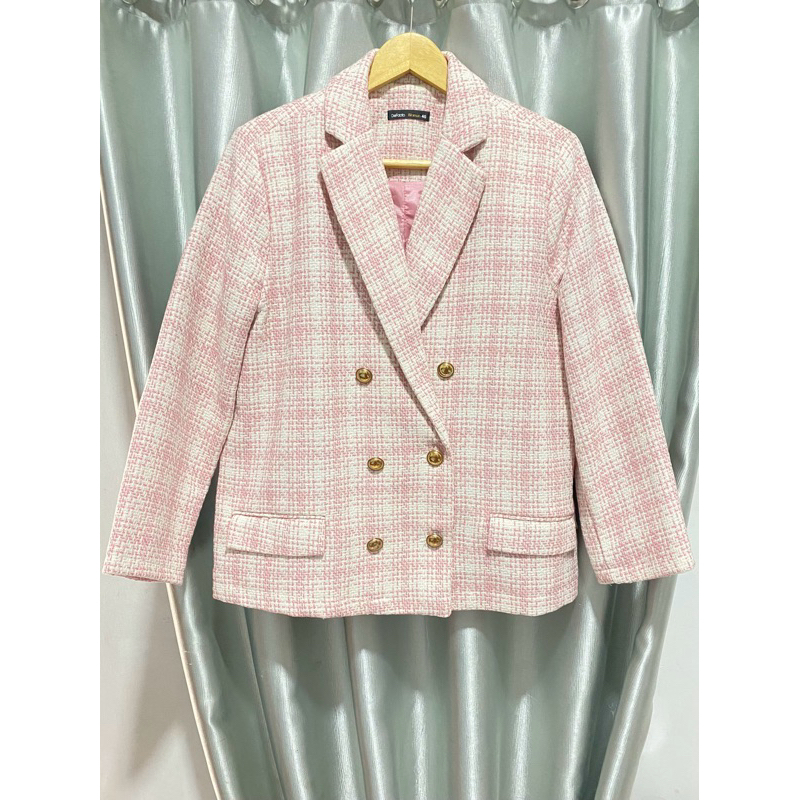 oversize houndstooth tweed blazer