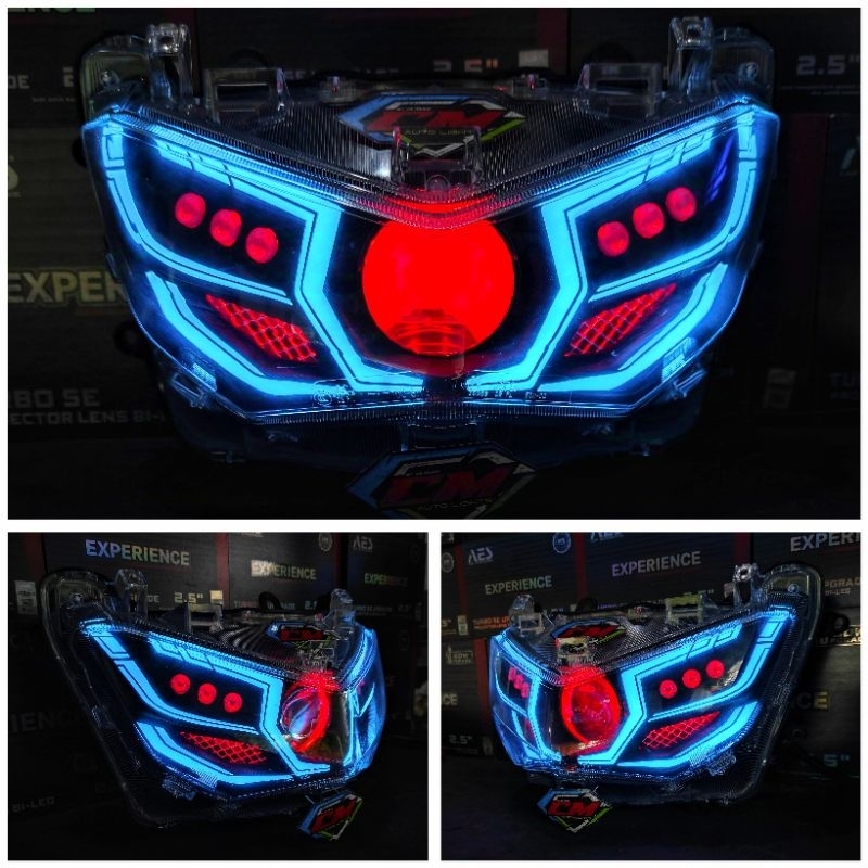 BILED HEADLAMP SET LAMPU DEPAN SET CUSTOM BILED AES EXPERIENCE LAZY EYES YAMAHA NMAX NEW