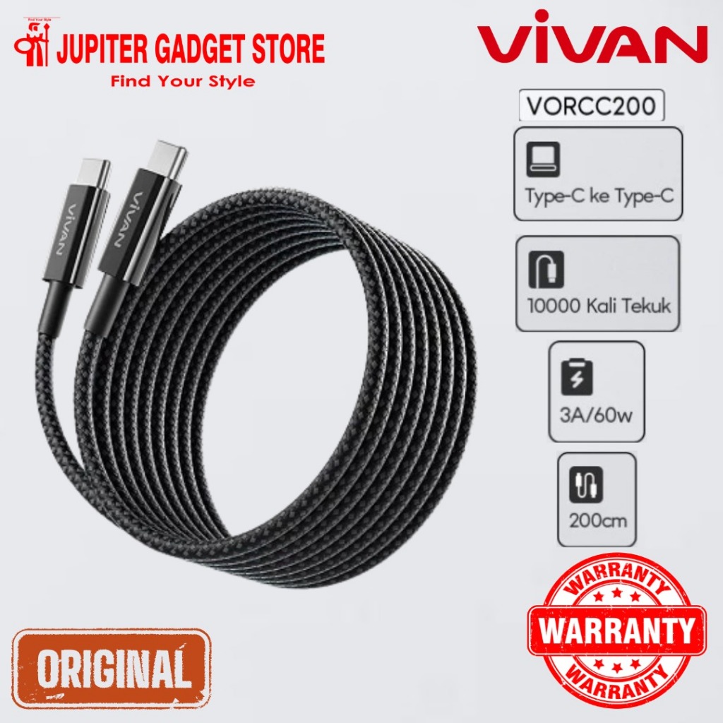 Vivan VORCC200 60W USB-C Charge Cable (2m) USB-C to USB-C 200cm