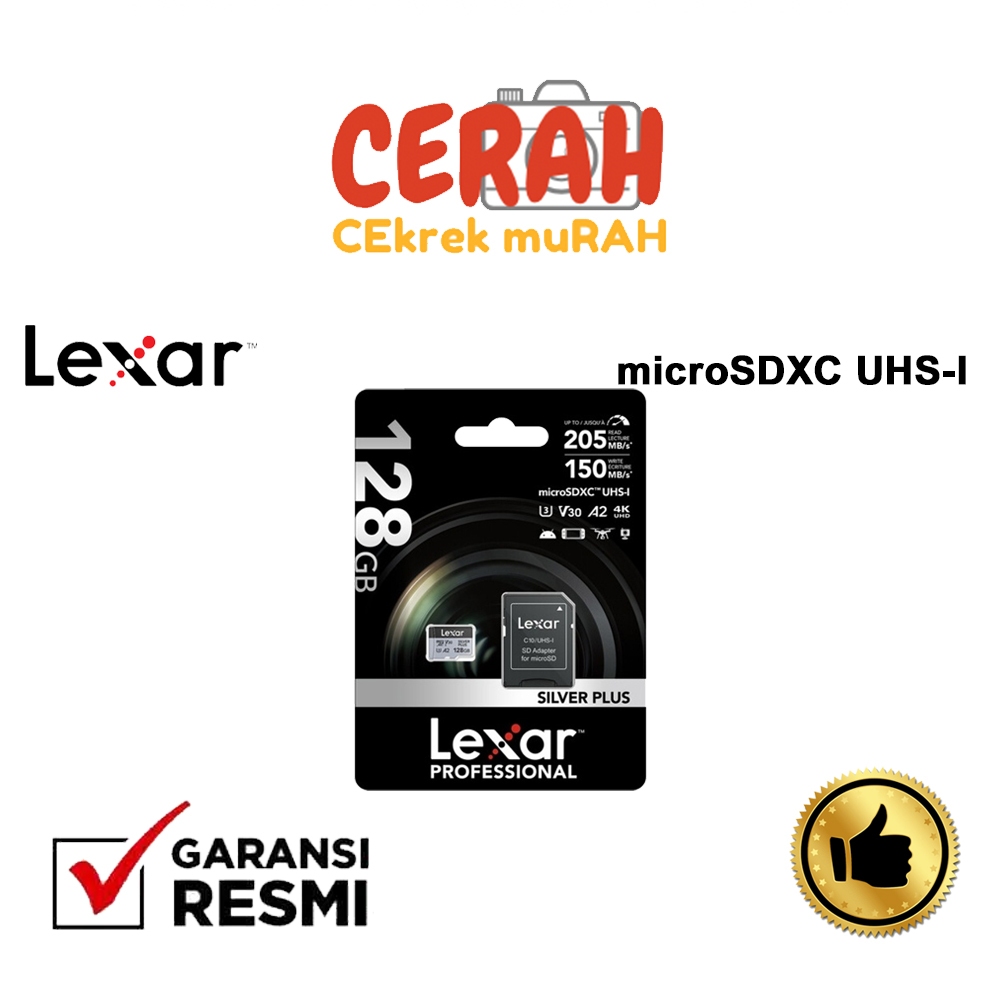 Lexar 128GB Silver Plus microSDXC UHS-I 205MB/s Lexar 128 GB Micro SD