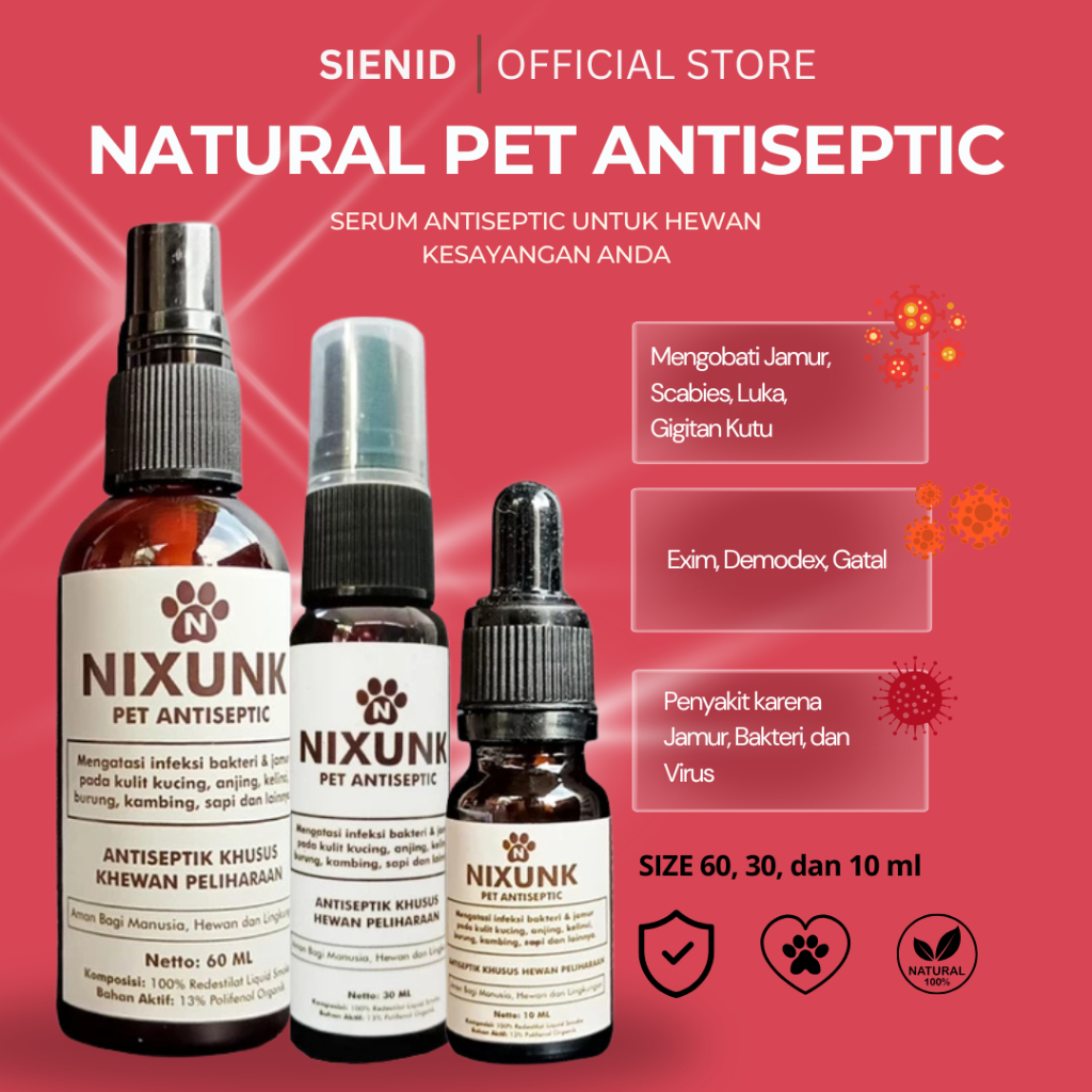 004 NIXUNK OBAT JAMUR KUCING AMPUH SPRAY SCABIES KUCING LUKA KUCING ANJING KELINCI AMAN DIJILAT NIXU