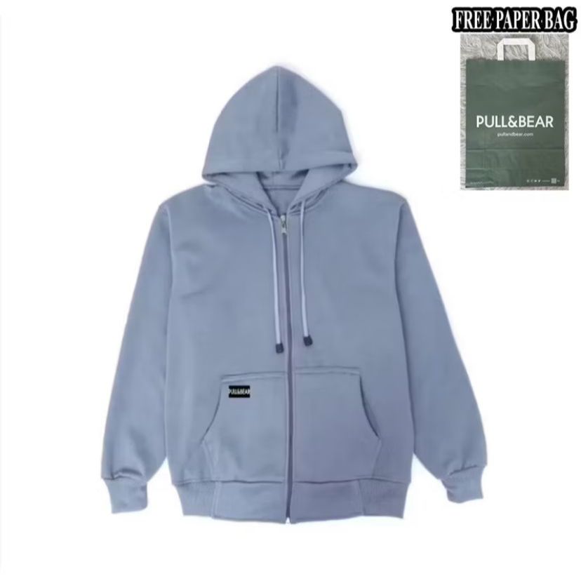 {FREE PAPER BAG} HOODIE ZIPPER DENIM PULL AND BEAR POLOS BASIC PRIA - WANITA PREMIUM QUALITY