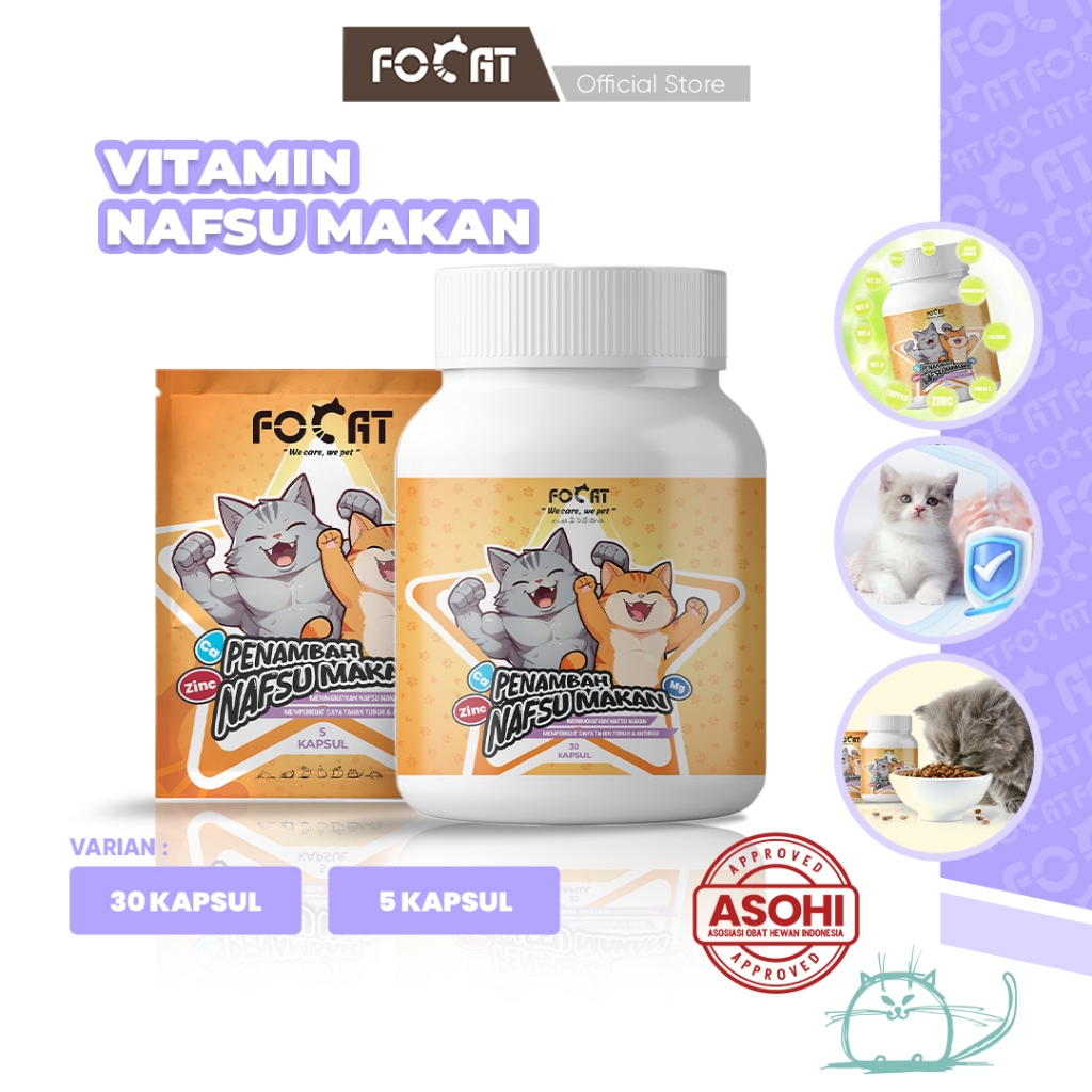 FOCAT Vitamin Penambah Nafsu Makan Kucing N26 Cat Appetite Booster/Suplemen Penambah Nafsu Makan