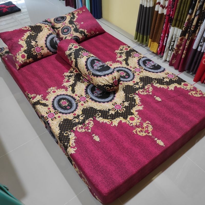 Sprei Homemade Jumbo 200 x 200 Motif Bunga Karakter Kotak Kotak Emily Zigzag