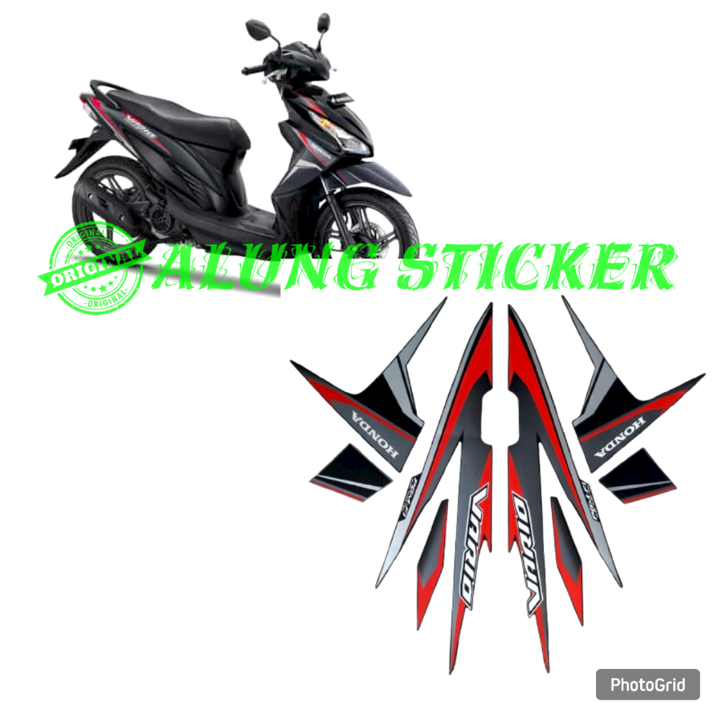 STIKER STRIPING LIS BODY MOTOR VARIO CW 110 FI 2018 FULL HITAM STANDAR