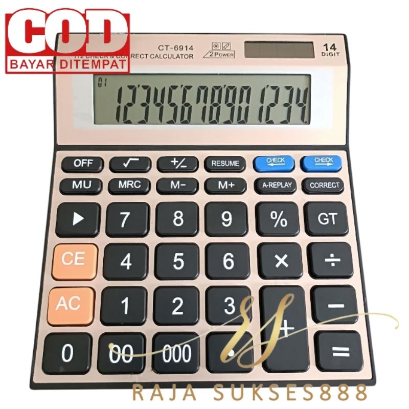 

Calculator Jumbo SDC 6914 SDC 6914 Kalkulator 14 Digit Warna Menarik Langkah Gold CT