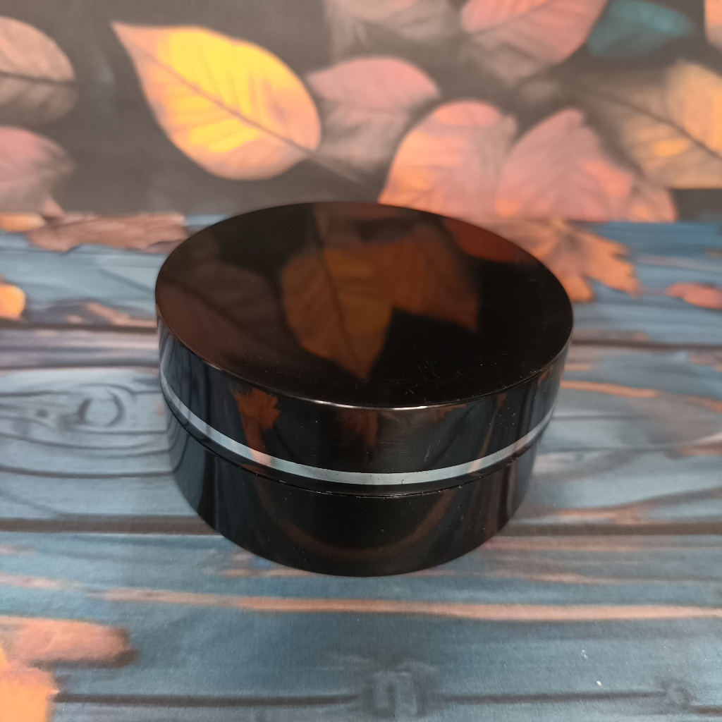 Pot Bedak Tabur Travel Hitam Hitam List Silver 20gr