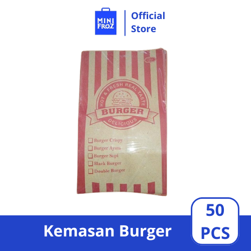 Bungkus Kertas Burger / Kemasan Burger Coklat Isi 50 pcs