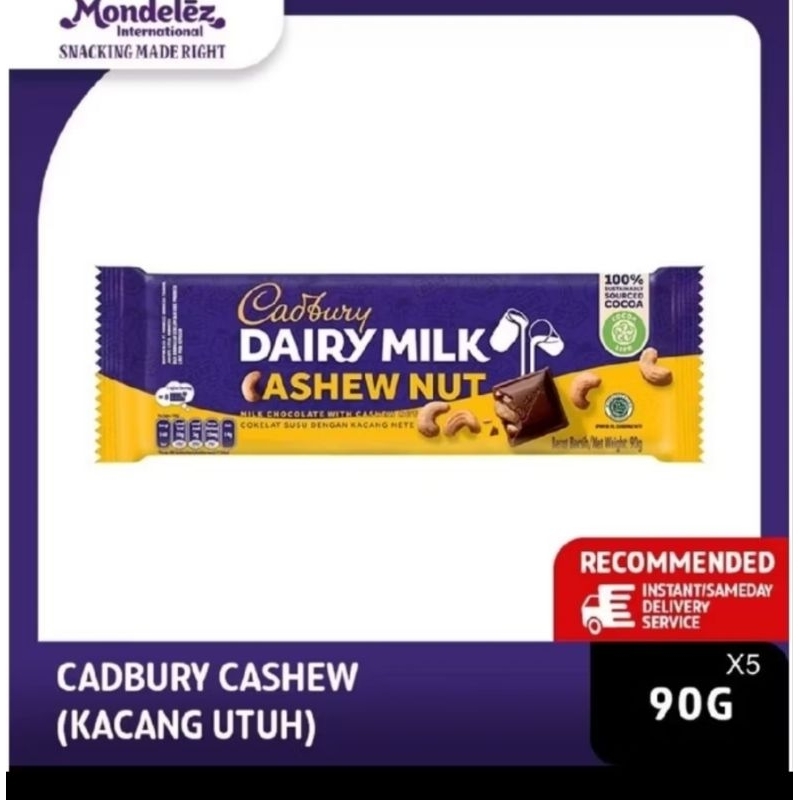 

Cadbury Dairy milk Cashew nut dengan kacang Asli kondisi agak Penyok/gepeng (10 pcs )