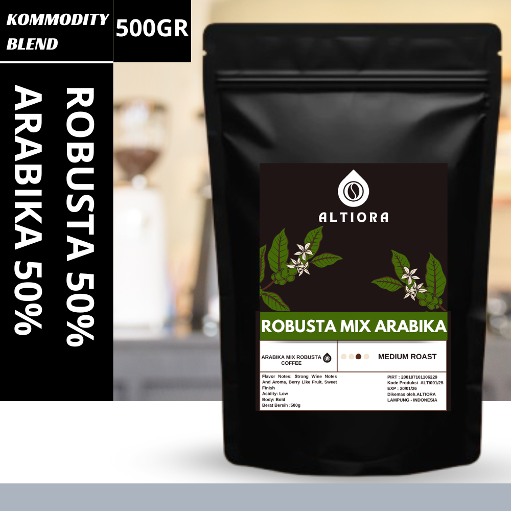 

Kopi House Blend Arabika Robusta 50:50 Espresso kopi susu Kopi Arabika 50% Robusta 50% 500Gr Coffee