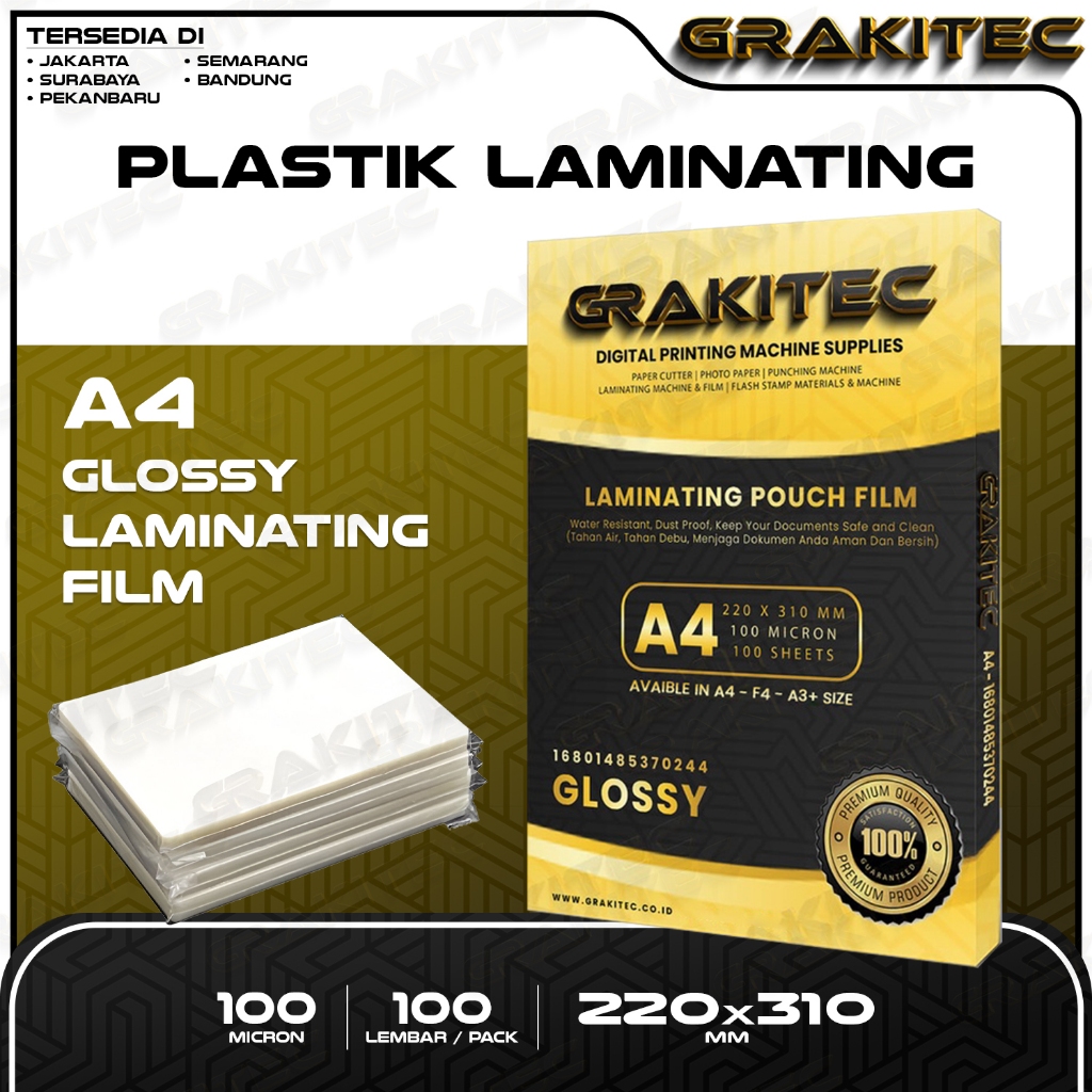 

Grakitec Plastik Laminating FIlm A4 isi 100 PCS Glossy 100 MICRON