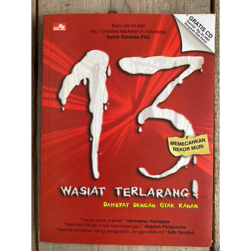 BUKU BEKAS ORIGINAL 13 WASIAT TERLARANG DENGAN OTAK KANAN BY IPPHO SANTOSA