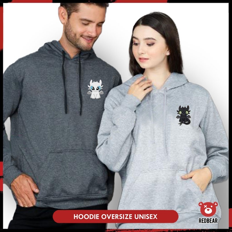 Redbear Hoodie Jumper Couple Cute Dragon (sablon) M-XXL | Wanita & Pria