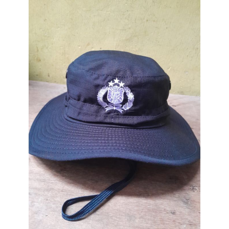 topi rimba polri hitam full kawat all size