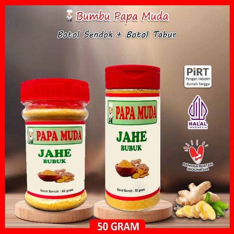 

Bumbu Papa Muda - Jahe Bubuk 50 gram - Kemasan Botol Sendok & Botol Tabur