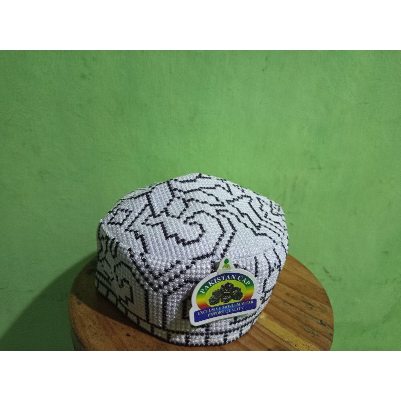 PECI PUTIH PAKISTAN MOTIF LIST HITAM