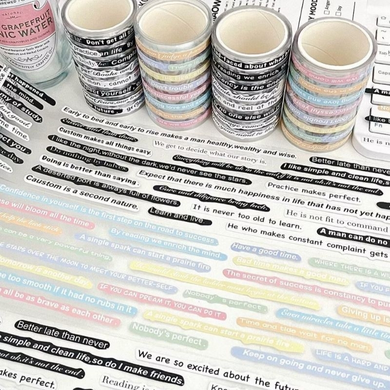 

1 roll PET decorative adhesive tape kiss cut alphabet tulisan jurnal diy