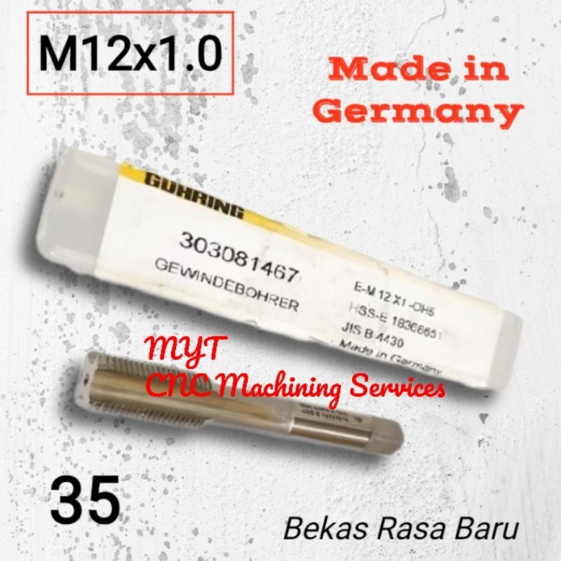 Tap Ulir Drat M12×1.0 GUHRING Hand Tap m12x1 hss untuk drat baut 17 halus