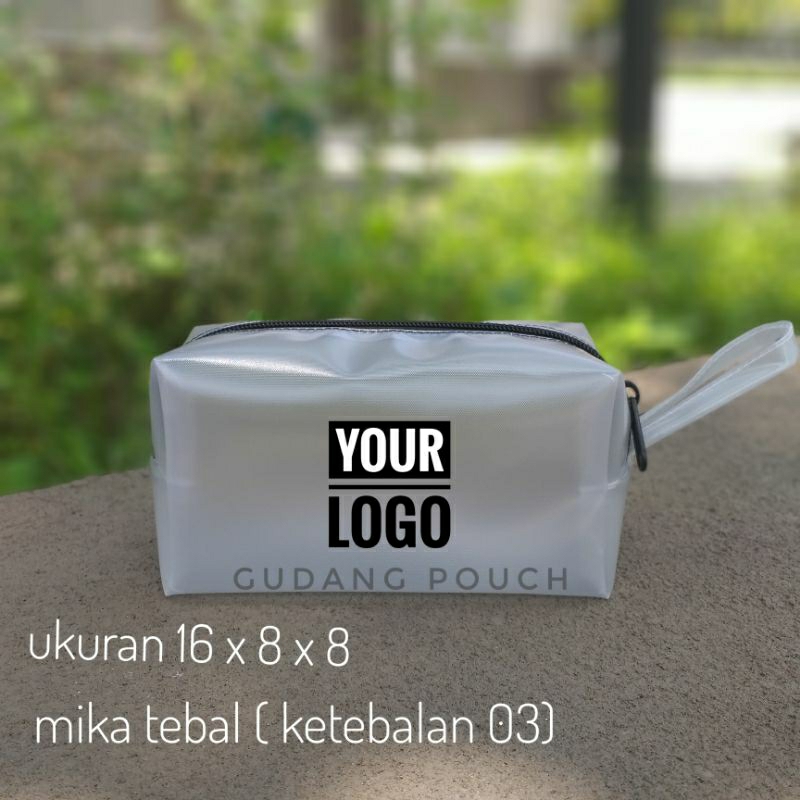 POUCH MIKA BURAM POUCH SKINCARE SOUVENIR ULTAH KOSMETIK SABLON MIN 100 PCS