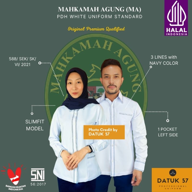 Original Premium by Datuk57 : Seragam Atasan Kemeja PDH MA Mahkamah Agung Pengadilan Negeri Negara P