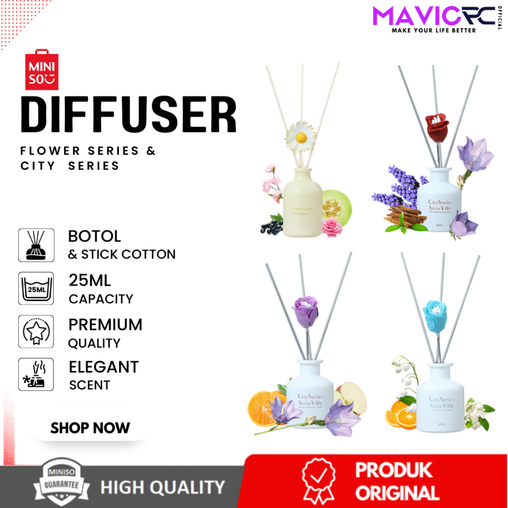 MINISO Reed Diffuser Vanilla Pengharum Ruangan Aromaterapi Mewah Pewangi Ruangan Parfum kamar tidur 