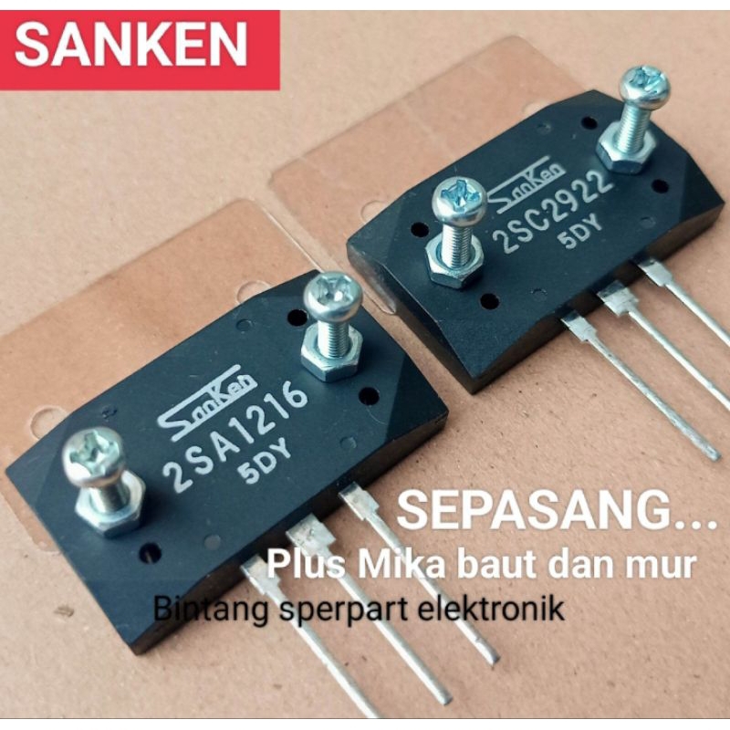 (PLUS MIKA BAUT MUR) TRANSISTOR SANKEN 2SA1216 2SC2922 CHINA RRT (SATU SET) TRANSISTOR SANKEN A1216 