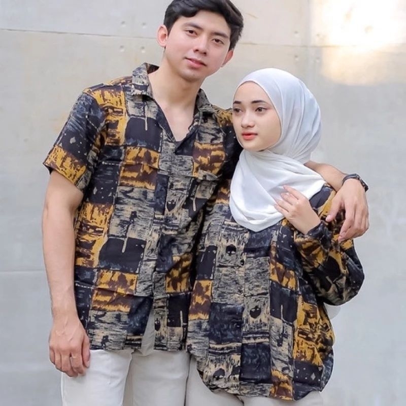 Setelan Kemeja Couple Rayon Viscose - Couple Kemeja Pria dan Wanita Rayon premium unisex