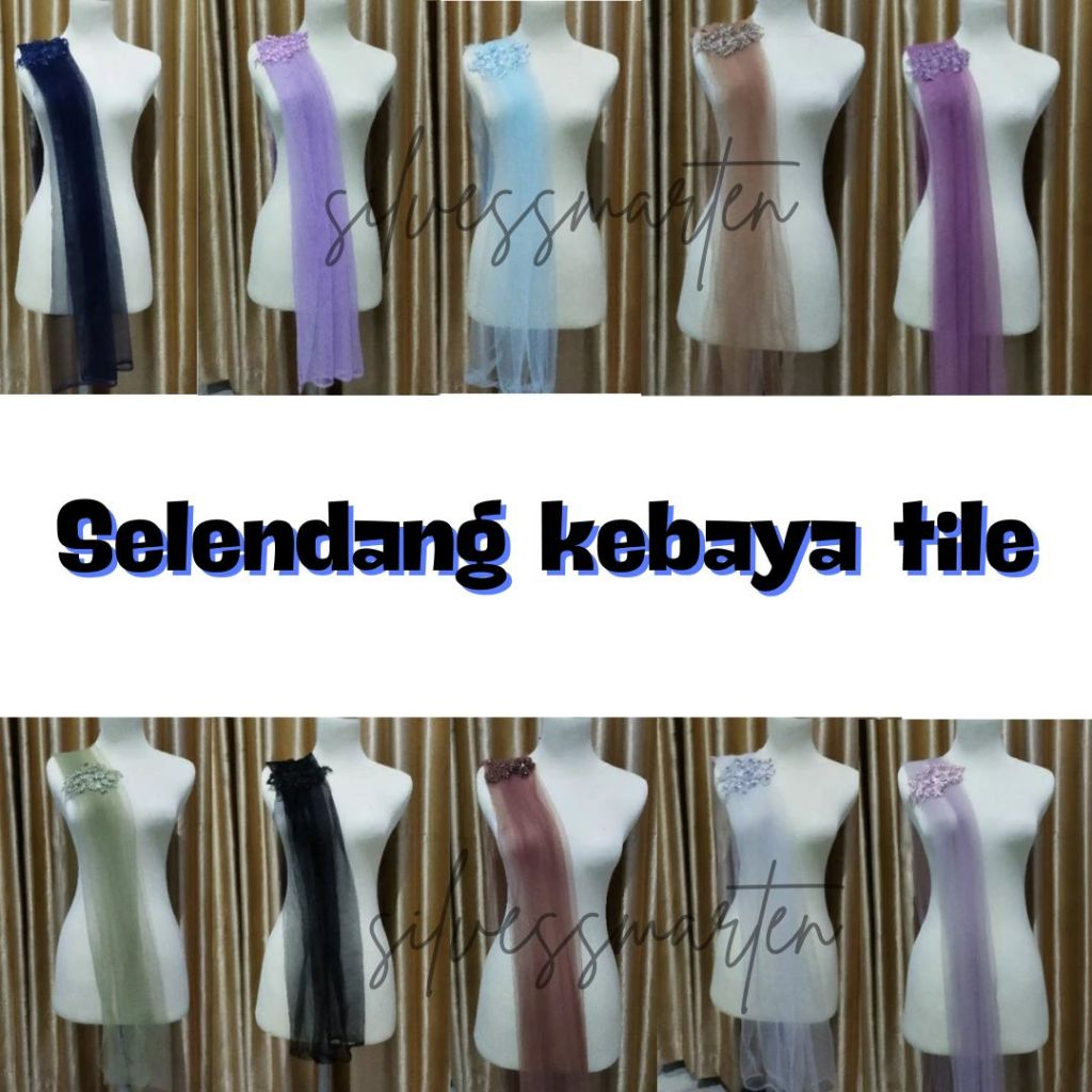 Selendang Kebaya Tile Polos / Selendang Pundak / Slayer pundak kebaya tile