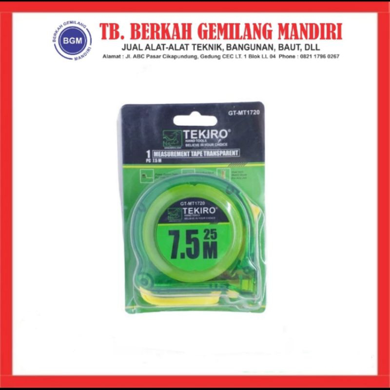 

TEKIRO Meteran 7,5 Meter - Meteran Transparant Tekiro 7,5 Meter