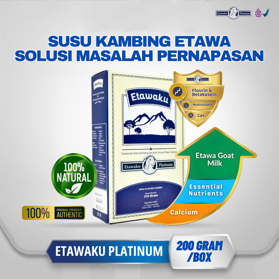 

1 Box Etawaku Platinum Susu Kambing Etawa & Krimer Nabati Efektif Atasi Masalah Pernafasan Isi 200gr