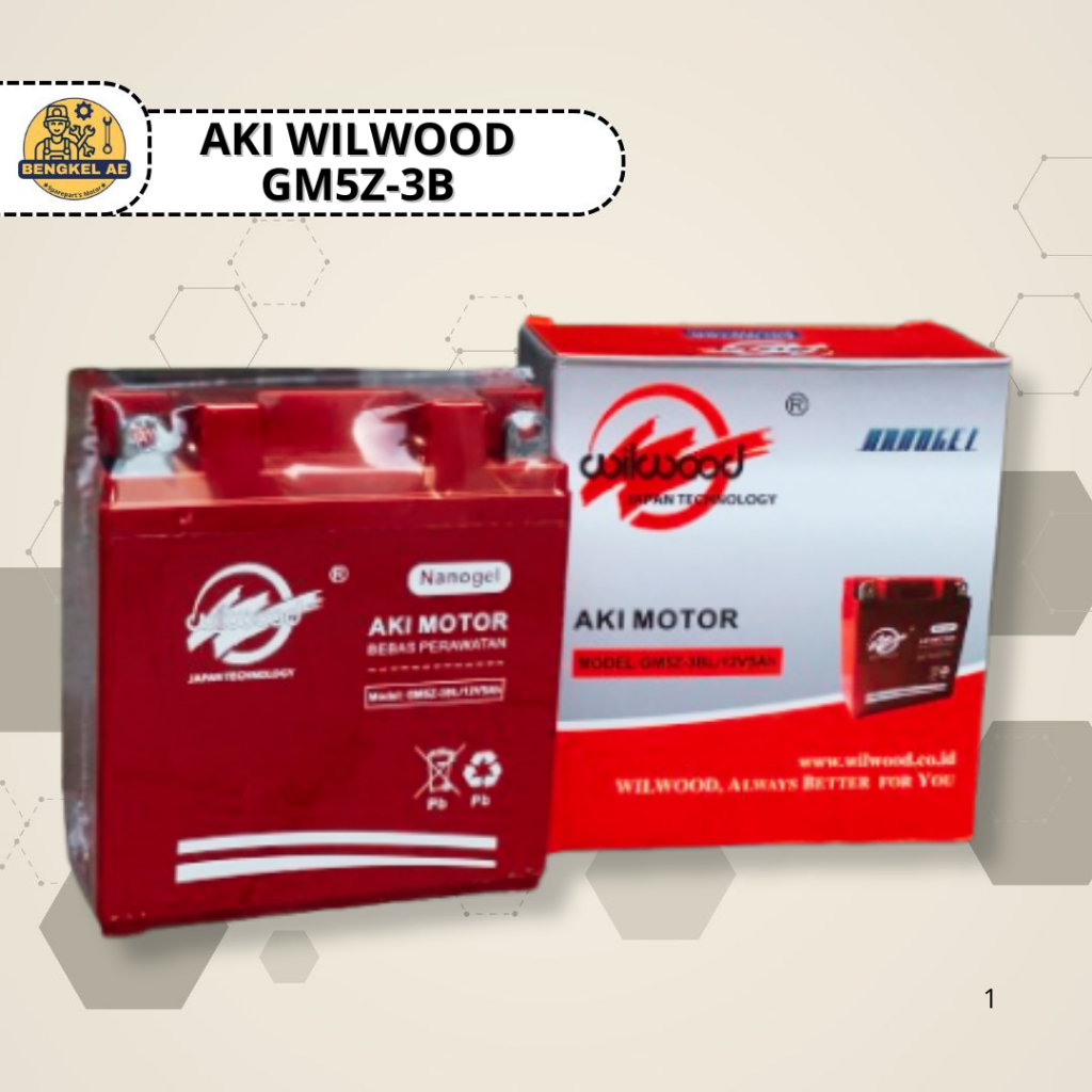 Aki Wilwood GM5Z-3B || Aki Kering Accu Motor GM5Z-3B 12 Volt Merk Wilwood