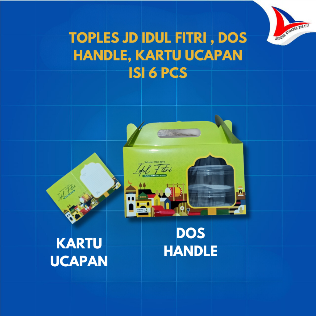 Toples Merk JD + Kardus Handle Toples Jajan Lebaran kartu ucapan Toples Nastar Bulat Toples Cookies 