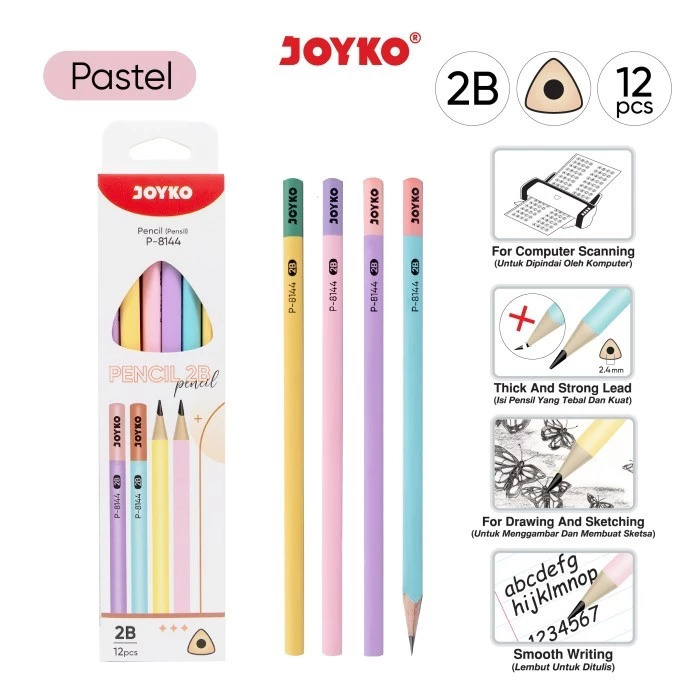 

Pencil Pensil Joyko P-8144 2B 1 Box 12 Pcs Pastel
