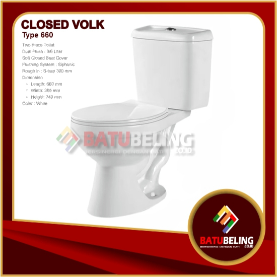 Volk 660 Two Piece Toilet / Kloset Duduk