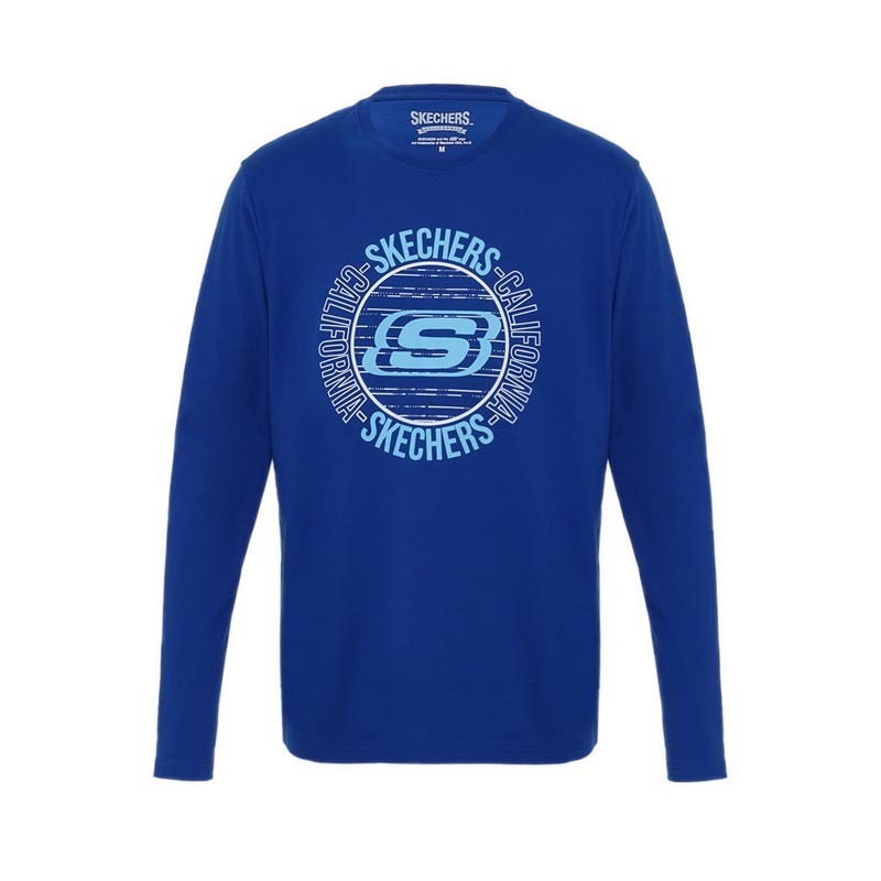 Kaos Lengan Panjang Pria - Skechers (Men's T-Shirt) - Blue - Size XL