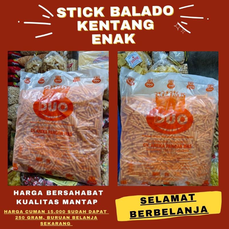 

Stick Balado Kentang Enak 250 Gram, Enak Gurih Lezat, Snack Food (Cemilan Enak)