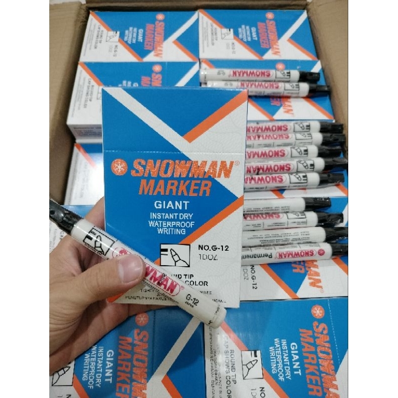 

1 LUSIN Spidol snowman permanen marker G - 12 1 kotak isi 12 pcs / batang
