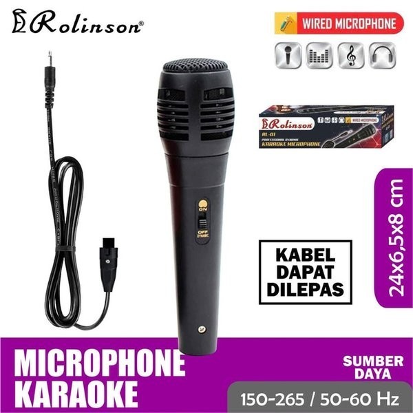 MIC ROLINSON RL-02 MICROPHONE KABEL JACK KECIL MIC KARAOKE JACK 3.5MM