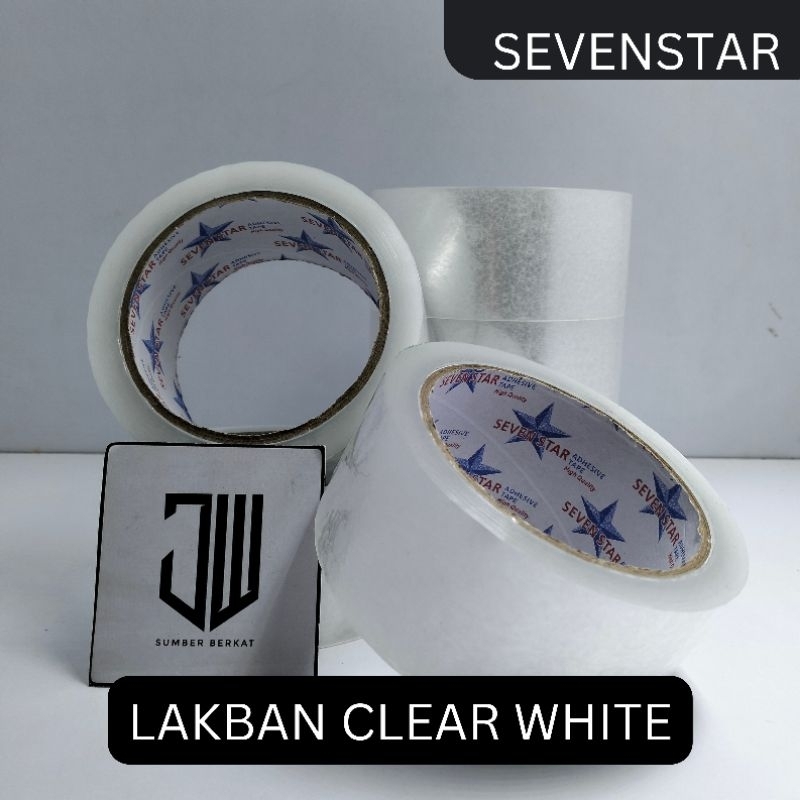 

Lakban Clear White / Bening 45 mm 60 Yard Sevenstar