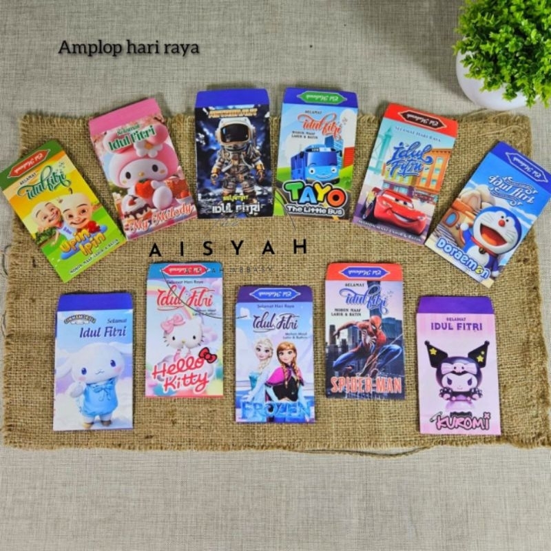 

100 pcs Amplop lebaran idul fitri karakter kartun B DF2 size medium per 1 gambar