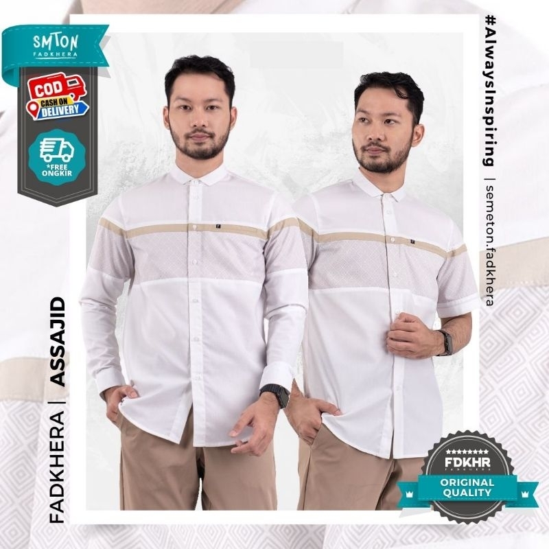 Fadkhera ASSAJID Koko Modern Kemeja Pria Putih
