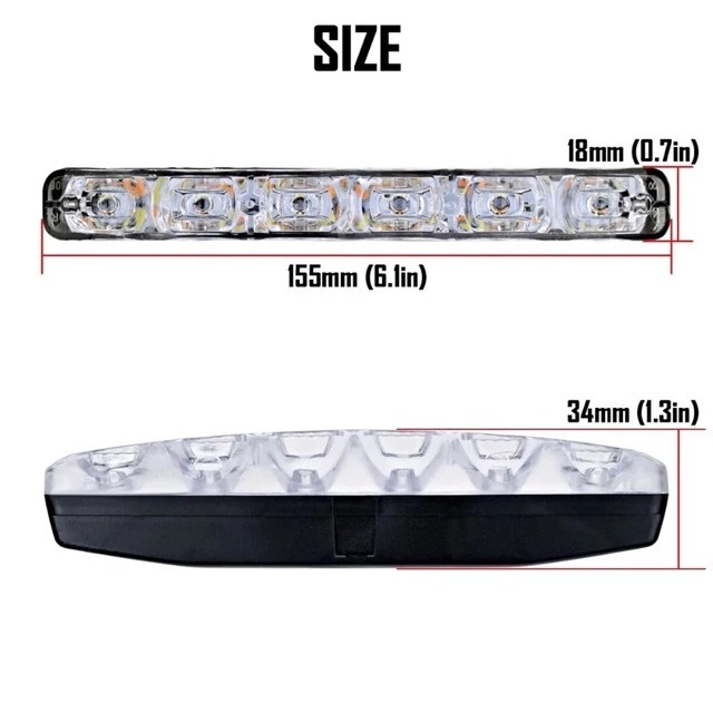 Lampu Led Drl Bemper Grill Mobil 6 Mata