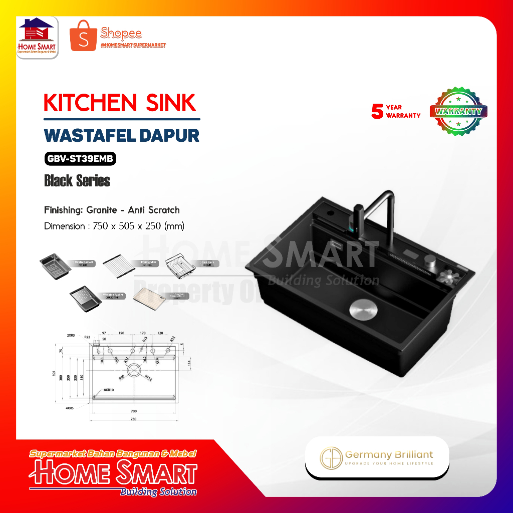 Germany Brilliant Bak Cuci Piring/Kitchen Sink GBVST39EMB