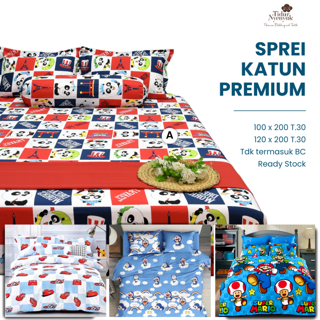 SPREI KATUN JEPANG PREMIUM SINGLE UKURAN 100X200 120X200 KATUN JEPANG REACTIVE 100x200x30 120X200X30