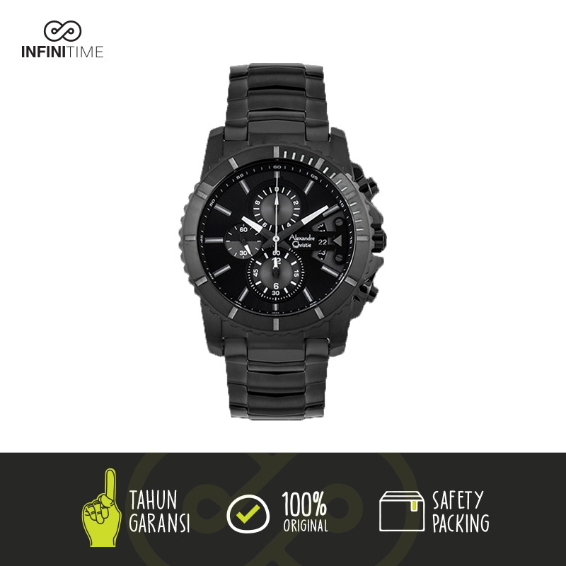 Jam Tangan Alexandre Christie AC 6455 Full Hitam Black Pria