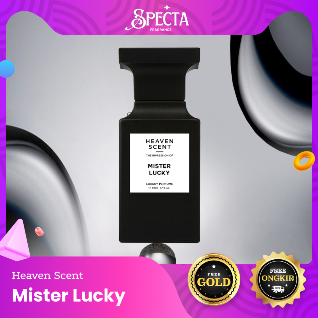 Heaven Scent Parfum MISTER LUCKY (FREE GOLD) ORIGINAL 50 ml OFFICIAL Farfum Pria Wanita Nempel Tahan