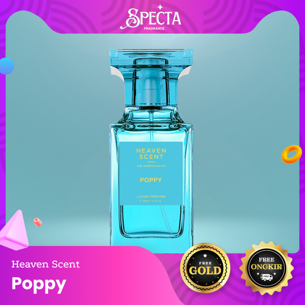 Heaven Scent Parfum POPPY (FREE GOLD) ORIGINAL 50 ml OFFICIAL PARTNER Farfum Wanita Pria Nempel Taha