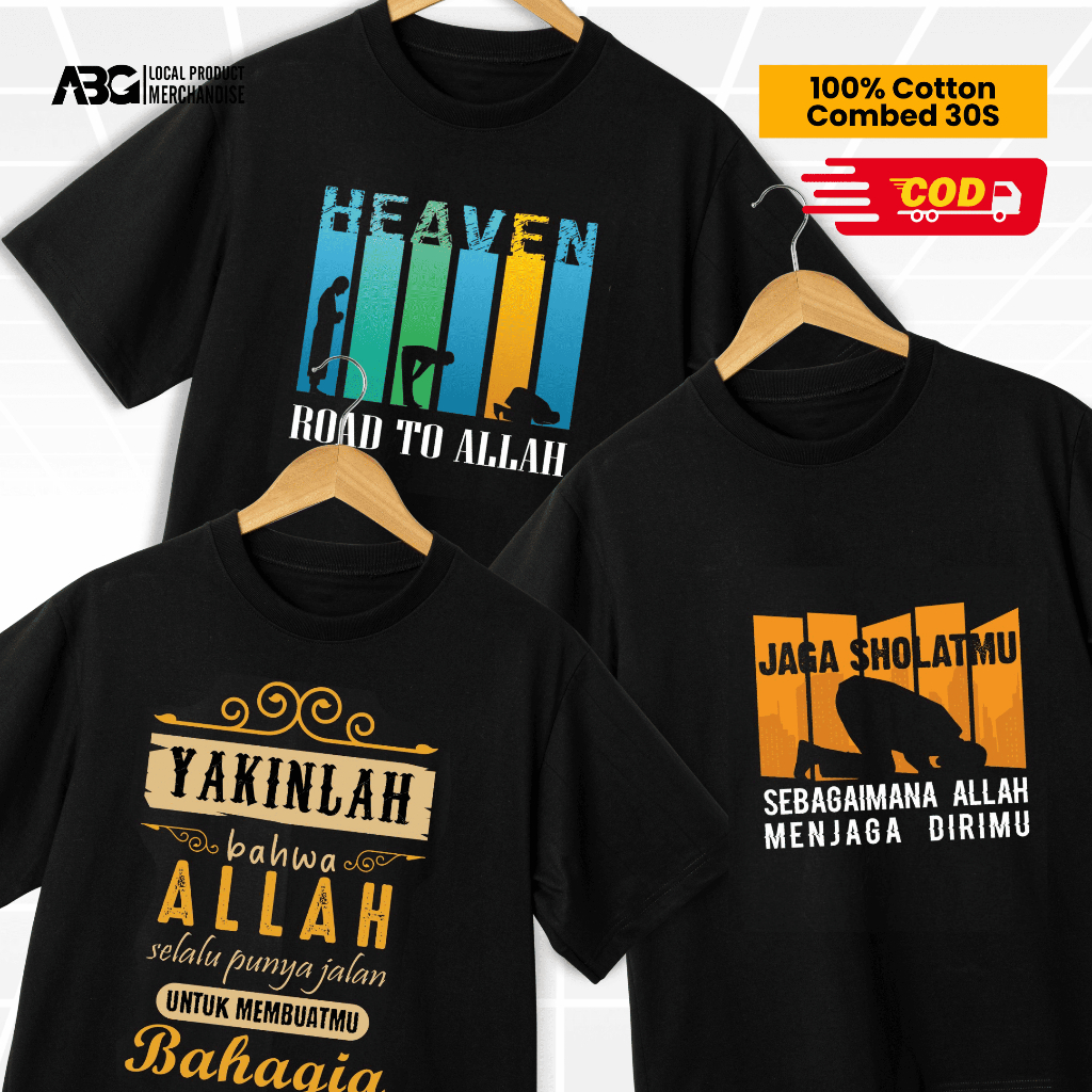 RL01 Kaos Kata Islamic Baju Katun Sablon Keren Pria Wanita Dewasa Tulisan
