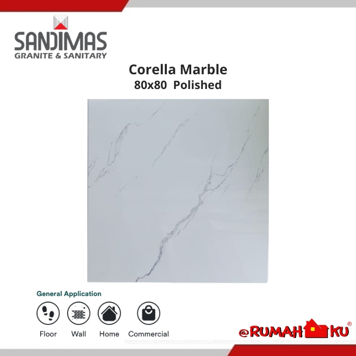 SANDIMAS LANTAI GRANIT CORELLA MARBLE 80X80 1dus isi 3pcs =1,92m2 polished